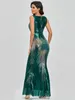 Sexy vintage Green Sequin Bodycon Maxi Party Dress Women Casual cocktail Summer Dress Long Bridesmaid Prom Dresses Vestidos 240105