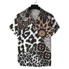 Męskie koszule w stylu vintage 3D Leopard Print Men Shirt krótkie rękawowe lapy na plaży prostota z pojedynczą bramką ubrania bluzki