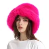 Cappello in pelliccia sintetica da donna elegante cappello da pescatore in pelliccia autunnale e invernale colore coreano cappello da secchio caldo senior 240106