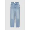 24SS Bings kvinnors jeans Ny nisch ab hög midja tvättade och kantade medelstora elastiska små raka ben kvinnor beskärda jeans