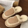 Designer-Slipper, australische Zopf-Hausschuhe, flache Plateau-Wollmischung, Winter-Freizeit, warme Kleidung, Fuzz-Stiefel, Schneefell, pelziger, flauschiger Loafer-Maultier