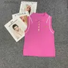 Designer-Damen-Strick-T-Shirts mit Polo-Kragen, ärmelloses Tank-Top für Damen, Sommer, neue Slim-Fit-Nische, kurze Tops PCFL