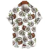 Men's Casual Shirts Hawaiian Shirt 3D Fruit Print Summer Men/Women Clothing Coconut Pattern Short Sleeve Top Streetwear Oversized