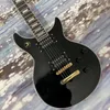 Guitare électrique Black Hummingbird, double micro, guitare à six cordes, touche en palissandre, boutons de cordes en jade