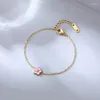 Charm Bracelets 16K Gold Plated Stainless Steel Colorful Cubic Zirconia Flower Bracelet For Women Girls Dainty Hand Jewelry Gift
