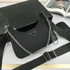 Sac en nylon de luxe pour femmes Sac à main à aisselle pour hommes 3 pièces Sac à bandoulière Mode Embrayage CrossBody Safino Triangle Sac Noir Porte-monnaie Pochette Sacs fourre-tout en gros