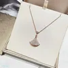 Bulgaer Pendant Necklaces Baojia High Edition Small Skirt Full Diamond Women's Fan Light Luxury Temperament Simple Collarbone Chain Unique and Luxurious Feeling