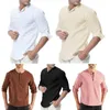 Men's Casual Shirts Men Fall Spring T-shirt O Neck Long Sleeve Loose Pullover Solid Color Thin Soft Cufflink Mid Length Simple Style Top