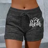 Pantalones cortos para mujer, pantalones de yoga con estampado de moda para mujer, pantalones deportivos informales con cordón elástico
