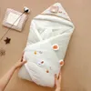Colored Cotton Winter Thick Detachable Inner Pad Bedding Sets born Blanket Cartoon Animal Design Baby Swaddle y240106