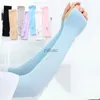 Armbeenwarmers Vingerloze handschoenen Lang Ijs Zijde Cool Sleeves Zonnebrandcrème Hoes voor Heren Dames Manchet Zomer Buitensporten Anti-UV Fietsen Mouw Halve vinger YQ240106