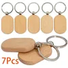Keychains 7Pcs Blank Wooden Key Tag Chain Rectangle Wood Blanks Keyrings