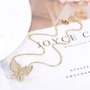 Pendentif Colliers Doux Romantique Style Charme Tempérament Design Zircon Papillon Filles Collier Simple Mode Insecte Clavicule Chaîne