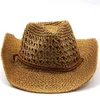 Boinas 2024 Western Cowboy Hat Hombres Panamá Al aire libre Verano Playa Cap Mujeres Sombrero Vaquero Hombre Chapeu Wide Brim Sol de paja para hombres