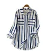 Summer, Spring, And Autumn Women's New Mid Length Vertical Striped Multicolored Shirt Jacket, Women's Korean Casual Loose Top