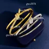 Designer armband T Bangle knoop sieraden dubbele lijn touw Womens minderheid Gold Sier Shining Crystal Diamond Bangles Party