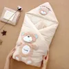 Colored Cotton Winter Thick Detachable Inner Pad Bedding Sets born Blanket Cartoon Animal Design Baby Swaddle y240106