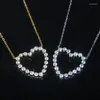 Chains 2024 Valentine's Day Gift Fashion Jewelry For Girlfriend Iced Out Bling 5A CZ Hollow Heart Pendant Necklace