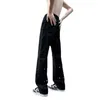 Men's Jeans High Street Vibe Pants Stupid and Handsome Grade Black Slim Fit Micro Flare Straight Tube Workwear