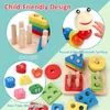 56pcsset Montessori jouets en bois pour bébés garçon fille cadeau jeux de développement de bébé Puzzle en bois pour enfants jouet d'apprentissage éducatif 240105