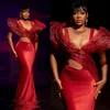 Afrykańskie arabskie sukienki Aso Ebi Ebi na specjalne okazje Czerwona syrena Velvet Illusion Suknie wieczorowe Eleganckie suknie urodzinowe Suknie zaręczynowe Goście ST755