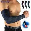 Armben skyddande Bracetop 1 PC utomhussport som arbetar UV-skydd ärm Anti-slip Elbow Compression Ice Silk Cooling Athletic Sleeves YQ240106