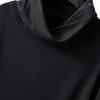 Camisetas para hombre 2024 Otoño Invierno Casual manga larga hombres sólido cuello alto camisetas hombre Tops camiseta negro blanco gris