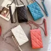 Luxe lederen designer kaviaar zacht lederen telefoontas voor iedereen onder 6,7 inch smartphonehoes crossbody met kettingschouder