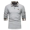 Camisa polo masculina moda manga longa negócios social masculino cor sólida botão para baixo colarinho trabalho branco preto topos t 240106