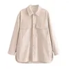 Blouses Femmes Femmes Veste Manteau Élégant Cardigan mi-long Coupe-vent Faux Cuir Revers Coupe Ample Avec Poches Pour Le Printemps