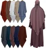 Abbigliamento etnico Eid Preghiera Indumento Lungo Khimar Islam Donna Hijab Uno strato Top senza maniche Abaya Caftano Ramadan Copricapo arabo musulmano