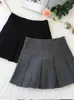 Zoki vintage szare plisowane spódnice kobiety Kawaii High talia mini spódnice Koreańskie modyfikacje mody HARAJUKU Streetwear Spring 240105