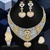 Necklace Earrings Set GODKI Luxury 2Tone Heart 4PCS Nigerian Jewelry For Women Wedding Everyday Wear Zircon African Bridal 2024