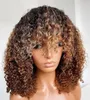 Hoogtepunt Korte Bob 13x6 transparante Lace Front Pruiken met Pony 180 Dichtheid Fringe Volledige Veters Menselijk Haar Pruik voor Vrouwen krullend 360 Fr8136910