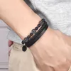 Charme pulseiras vintage clássico olho de tigre pedra couro homens contas naturais árvore da vida multi-camada pulseira trançada atacado