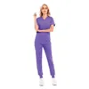 Tweedelige damesbroeken voor dames Effen kleur Spa Kliniekwerkpakken met schroefdraad Tops Uni Scrub Pet Verplegingsuniform Drop Delivery-kleding C Dhi4M