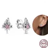 Boucles d'oreilles en argent Sterling S925, vague brillante, rouge, amour pour femmes, bricolage, haute qualité, vente de bijoux