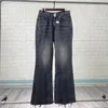 Jeans da uomo Flare danneggiati Nero Uomo Donna Pantaloni in denim oversize lavati