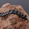 Brushed Black Stainless Steel On Hand Bracelet Men Fashion Men's Bracelets Matter 12MM Curb Link Chain Male Jewelry Accessories 240105