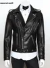 Mauroicardi Spring Autumn Cool Black Soft Faux Leather Jacket Män med många dragkedjor långärmad bälte plus storlek ytterkläder 240106