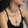 Kedjor europeiska och amerikanska smycken gotisk stil choker halsband retro pu söt cool torn skalle lås kvinna