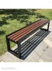 Camp Furniture Plastic Wood Park Chair Outdoor Bench Ironwork Courtyard Anti-korrosion Solid Long Stool Square ryggstöd