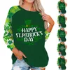 Dames T-shirts Stijlvolle Top met Raglanmouwen St. Patrick's Day Print Casual Ronde Hals Sweatshirt Damesmode Blouse 2024 Shirt