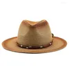 Bérets simples hommes été chapeau de plage Western Cowboy femmes en plein air casquettes de soleil fille paille Sombrero Hombre Cowgirl Jazz casquette