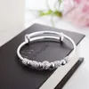 Bangle Nine Transfer Beads Bracelet Copper Plated Silver Women's Push Pull Fashion Jewelry Gift