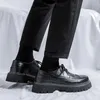 Platform British Style Black Vintage Work Clothes and Large Toe Man s Anti slip Wearable Shoes Platforms lip Shoe