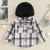 Jassen Mode Kinderen Kinderen Jongens Geruite Jas Met Lange Mouwen Capuchon Button-Down Peuter Meisjes Herfst Winter Casual Bovenkleding