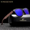 KINGSEVEN Handmade Black Walnut Sunglasses Mens Wooden Eyewear Women Polarized Mirror Vintage Square Design Oculos de sol CX200707295O