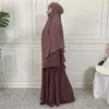 Abbigliamento etnico Eid Preghiera Indumento Lungo Khimar Islam Donna Hijab Uno strato Top senza maniche Abaya Caftano Ramadan Copricapo arabo musulmano