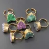 Band Rings Fashion Natural Colorful Quartz Crystal Cluster Hearts Ring Healing Agates Stone Justerbara Fashion Jewelry 4st Gratis fraktl240105